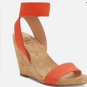 INC Leanira Size 10 M Tangerine Orange Open Toe Wedge Sandals Womens.